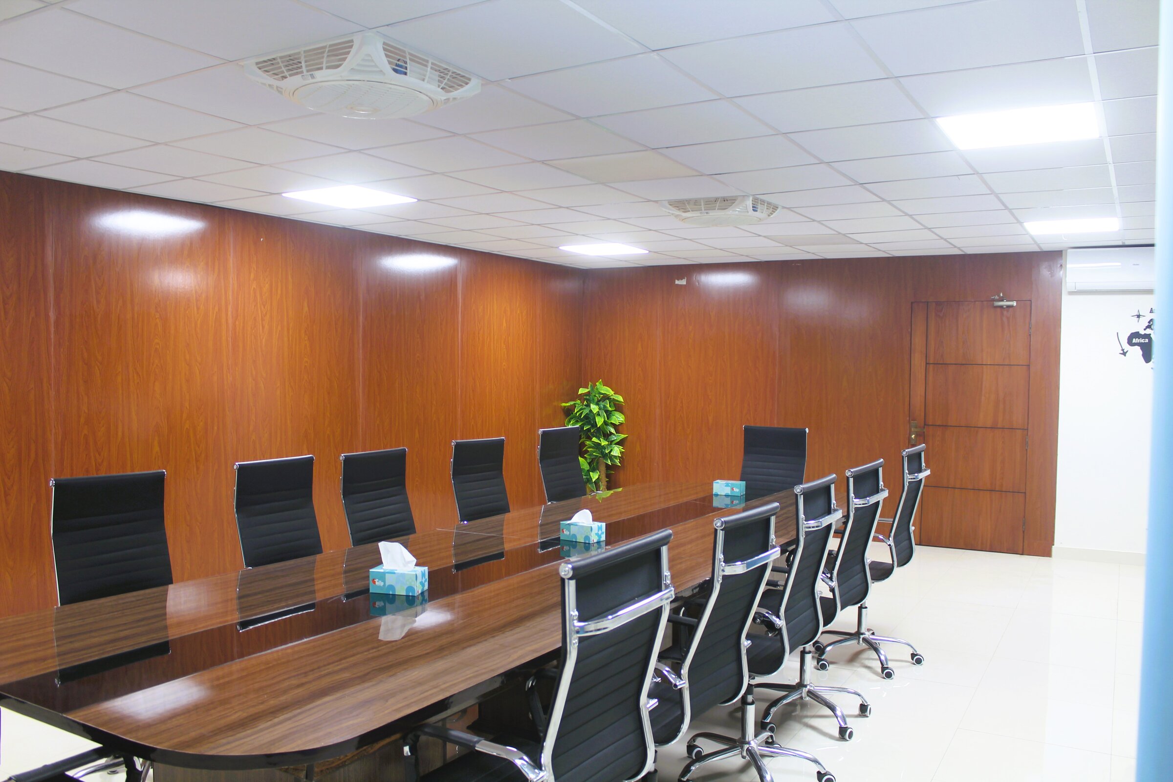 Boardroom with a long conference table